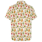 Cute Christmas Women's Collared Pocketless Short Sleeve Shirt Women's Pocketless Short Sleeve Button Up Shirt Christmas Printed Offshore