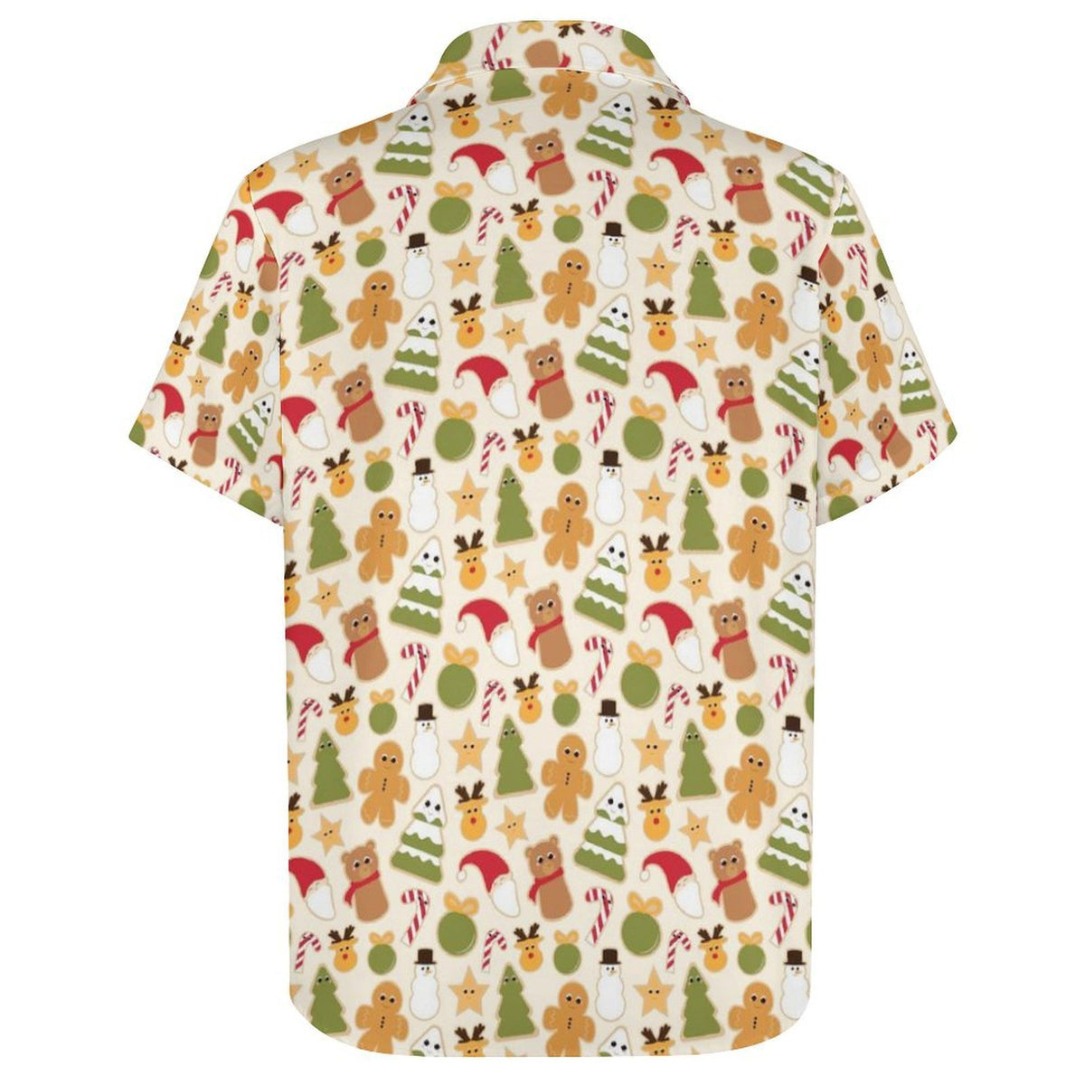 Cute Christmas Women's Collared Pocketless Short Sleeve Shirt