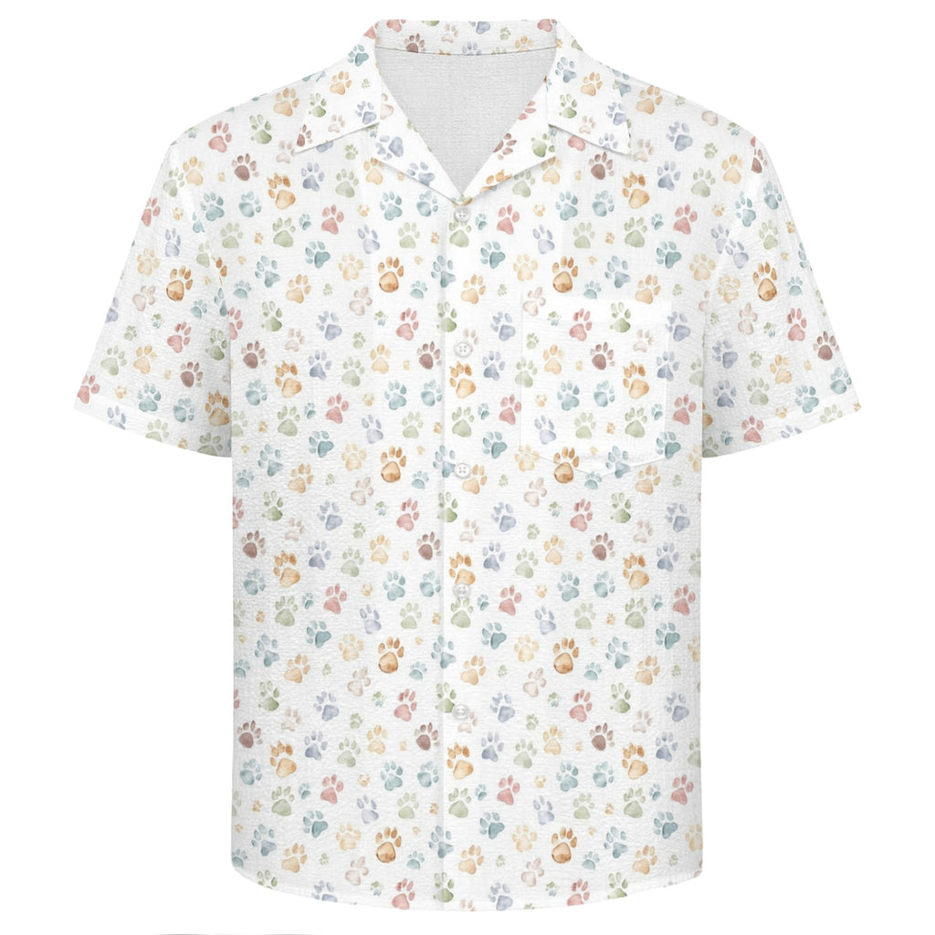 Paw Print Men's Crinkle Hawaiian Shirt
