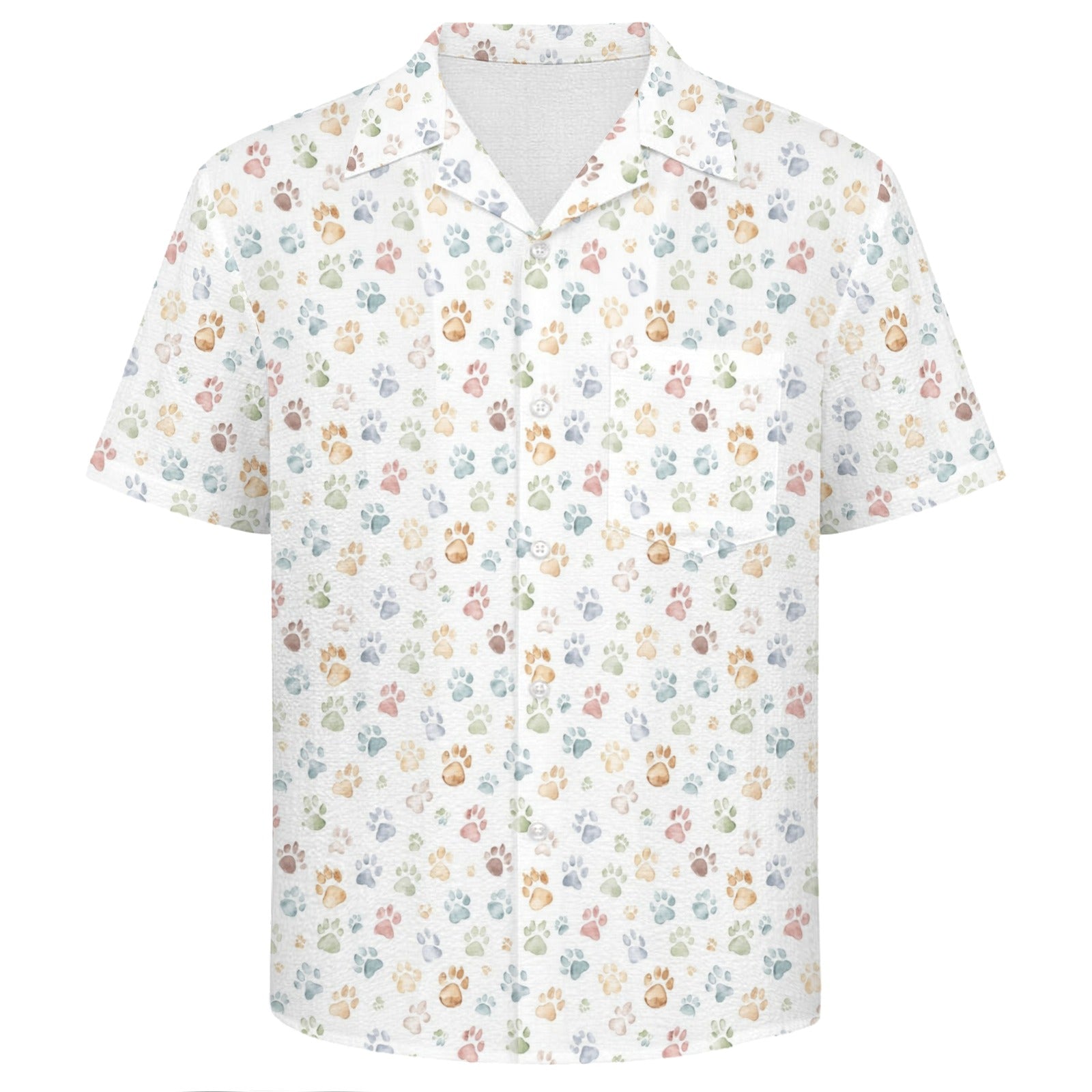 Paw Print Men's Crinkle Hawaiian Shirt