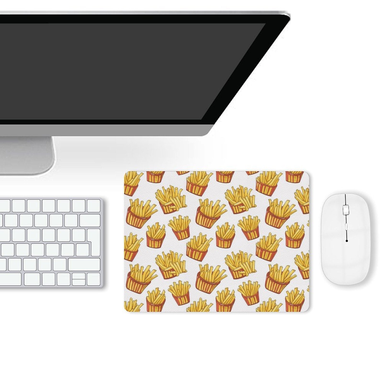 French Fries - Leather Mouse Pad Leather Mouse Pad Food Printed Offshore