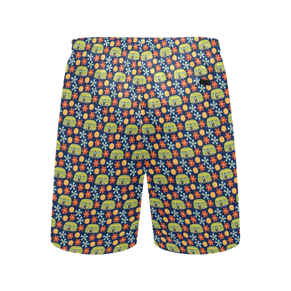 Hippie Caravan Men's Mid-Length Beach Shorts Men's Mid-Length Beach Shorts Printed Offshore Retro