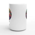 Personalise - Stained Glass Birth Month Flowers - White 15oz Ceramic Mug Personalised 15oz Mug Birthday customise Globally Fulfilled Name personalise Plants