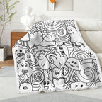 Black And White Creatures - Double-Layer Fleece Blanket 51"x59"