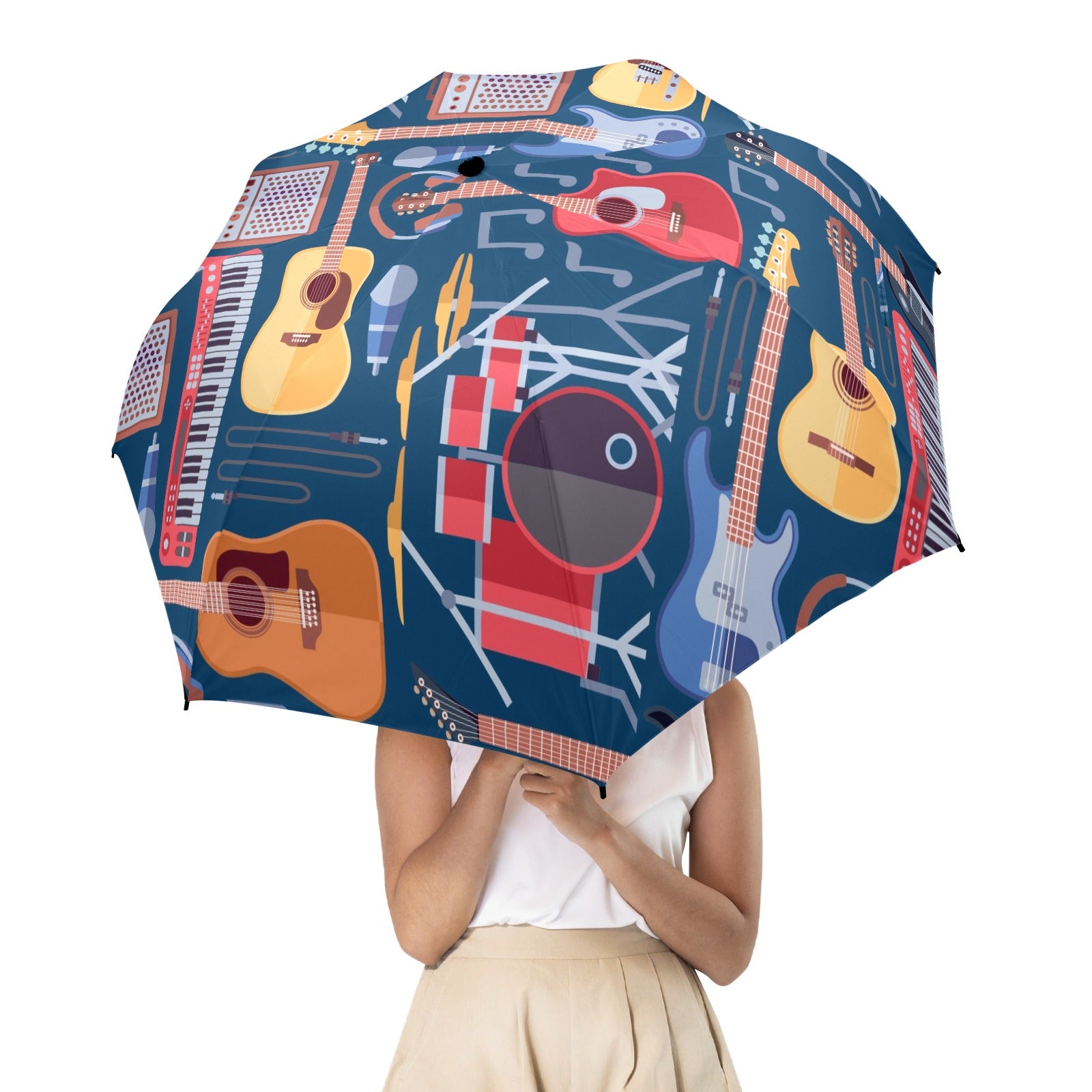 Music Instruments Blue - Semi-Automatic Foldable Umbrella (Model U12) Semi-Automatic Foldable Umbrella (U12)
