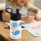 Whales 12oz Kids Water Bottle with Straw Lid