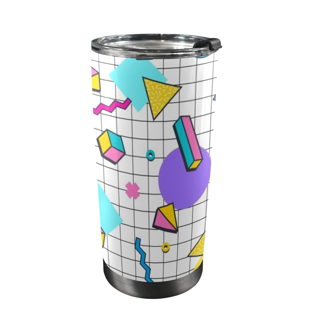 80's Grid - 20oz Mobile Tumbler with Lid (Black Lock)