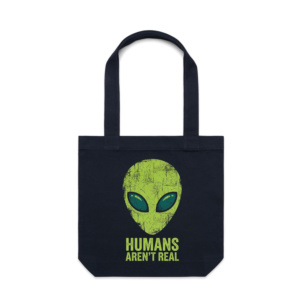 Alien, Humans Aren't Real Canvas Tote Bag