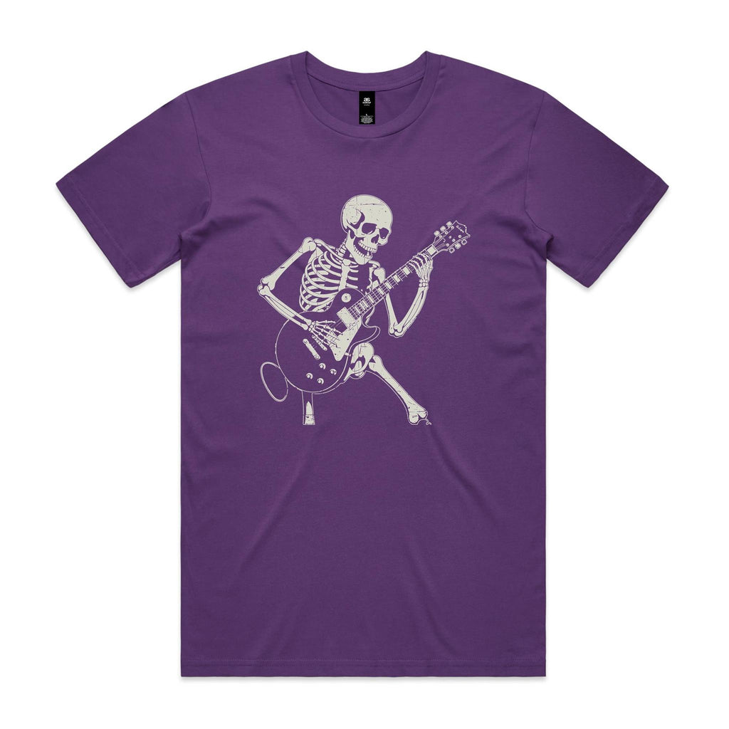 Skeleton Playing Guitar Men's AS Colour T-shirt Purple Mens T-shirt Music Printed In Australia