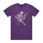Skeleton Playing Guitar Men's AS Colour T-shirt Purple Mens T-shirt Music Printed In Australia