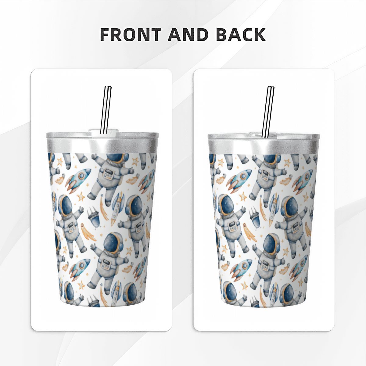 Astronauts And Rocket Ships Small Stainless Steel Travel Mug Cup 12oz/350ml