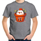 Chicken Pot Pi - Kids Youth T-Shirt Grey Marle Kids Youth T-shirt animal Maths Printed In Australia