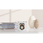 Personalised Good Vibes Only, Hippie Mushroom With Sunglasses White 12oz Enamel Mug Personalised Enamel Mug Globally Fulfilled Positivity