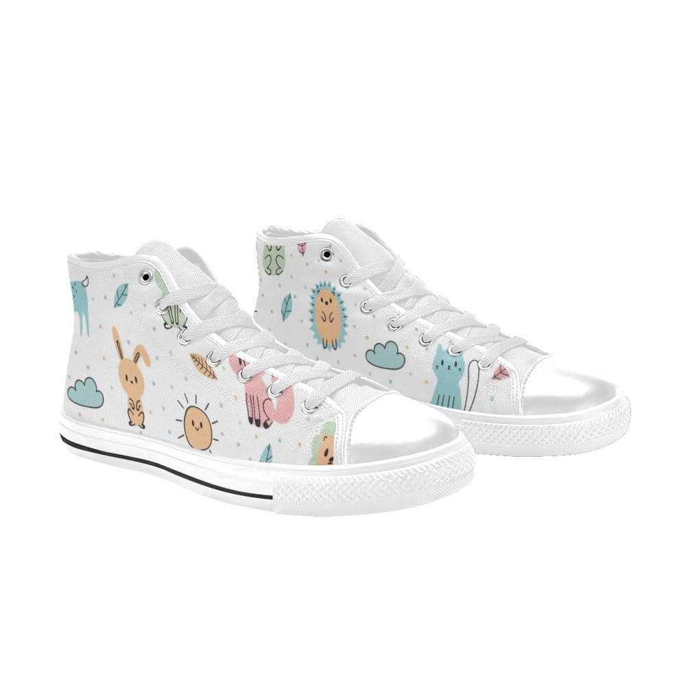 Cute Autumn Creatures - Kids' High Top Canvas Shoes Kids High Top Canvas Shoes animal Printed Offshore