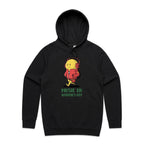 Music On, Worries Off - Mens Hoodie Black Mens Hoodie Music Printed In Australia