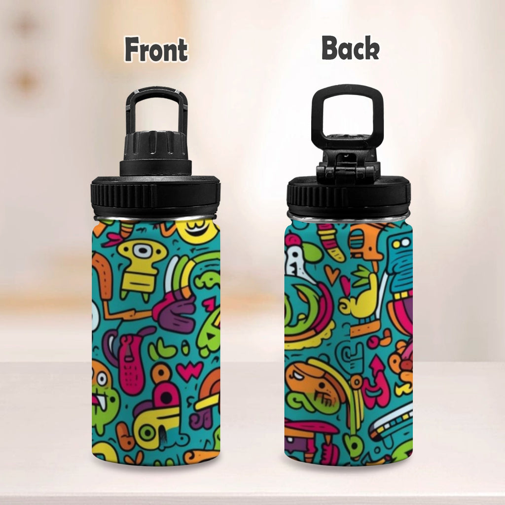 Crazy Characters - Kids Water Bottle with Chug Lid (12 oz) Kids Water Bottle with Chug Lid Printed Offshore Sci Fi