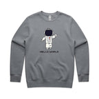 Astronaut, Hello World - AS Colour Stencil Crew Gravel Sweatshirt Printed In Australia Space