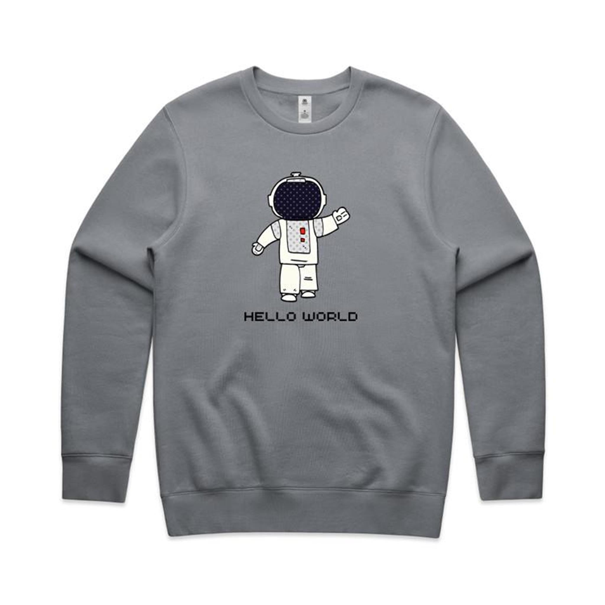 Astronaut, Hello World - AS Colour Stencil Crew Gravel Sweatshirt Printed In Australia Space