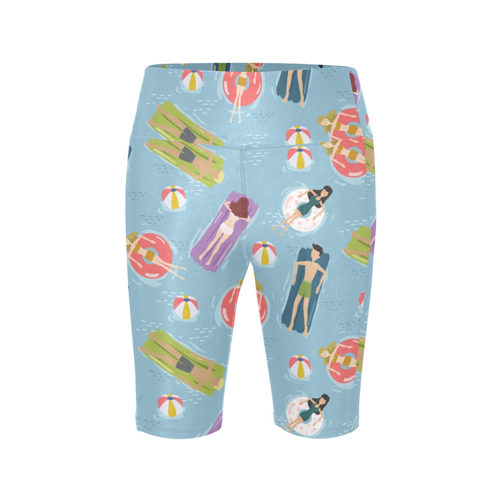 Beach Float Women's Bike Shorts With Side Pockets Women's Bike Shorts Printed Offshore Summer Surf