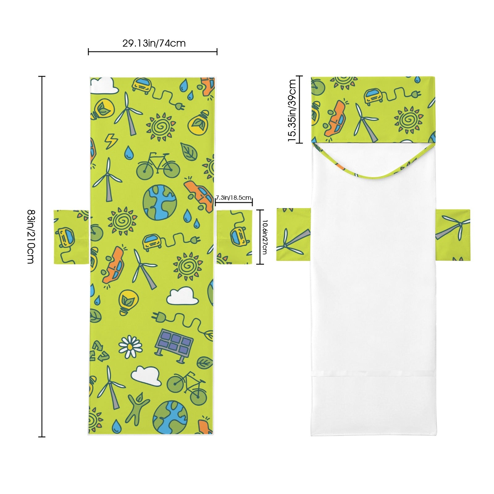 Go Green Beach Chair Towel Cover with Side Pockets