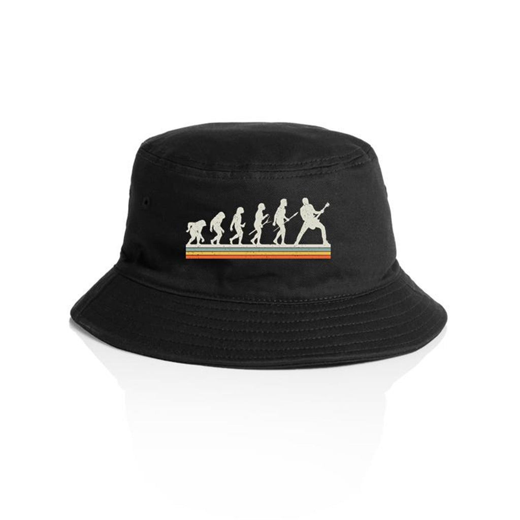 Guitarist Evolution - AS Colour Bucket Hat Black One Size As Colour Bucket Hat Music Printed In Australia