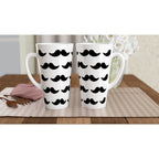 Moustache - White Latte 17oz Ceramic Mug Latte Mug Funny Globally Fulfilled