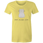 Cat, Soft, Plump Cute - Womens T-shirt Yellow Womens T-shirt animal Printed In Australia
