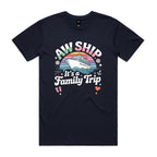 Aw Ship, It's A Family Trip Mens Cruise T-shirt Navy Mens Cruise T-shirt Cruise Printed In Australia