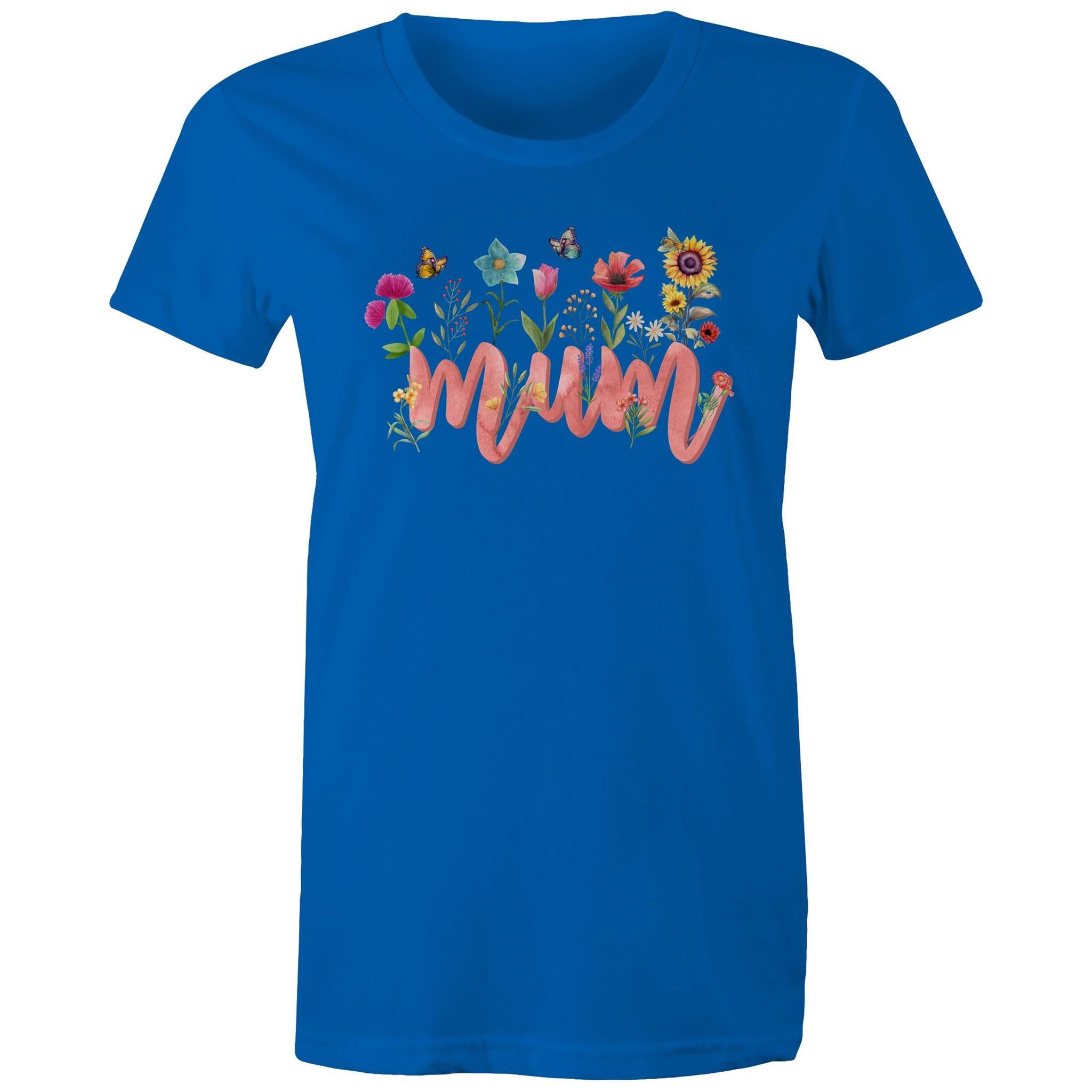 Mum, Flowers And Butterflies - Womens T-shirt