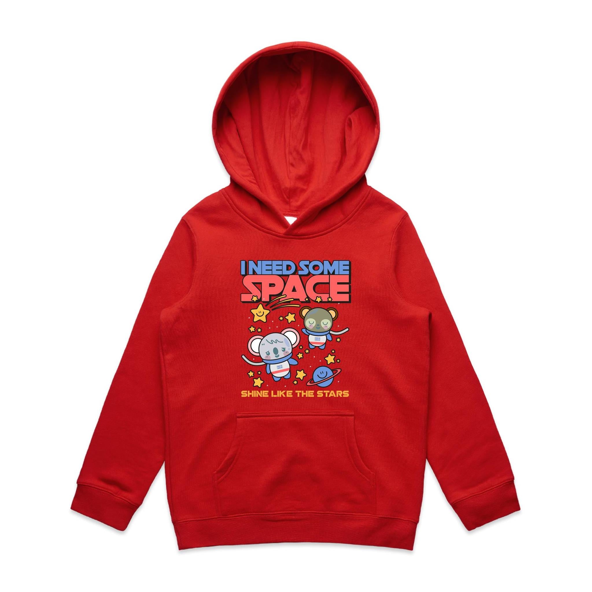 I Need Some Space - Kids Hoodie Red Kids Hoodie Printed In Australia