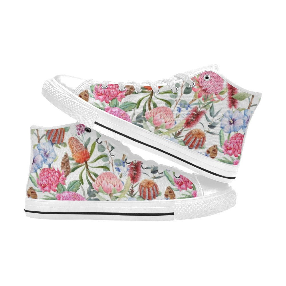 Australian Flowers - Women's High Top Canvas Shoes Womens Classic High Top Shoes Plants Printed Offshore