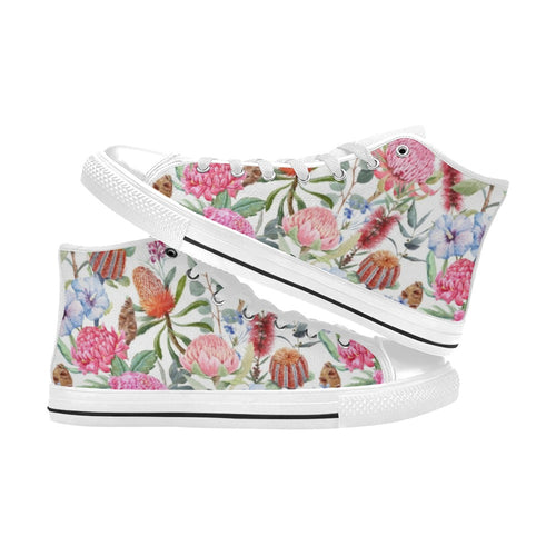 Australian Flowers Women's High Top Canvas Shoes Womens Classic High Top Shoes Plants Printed Offshore