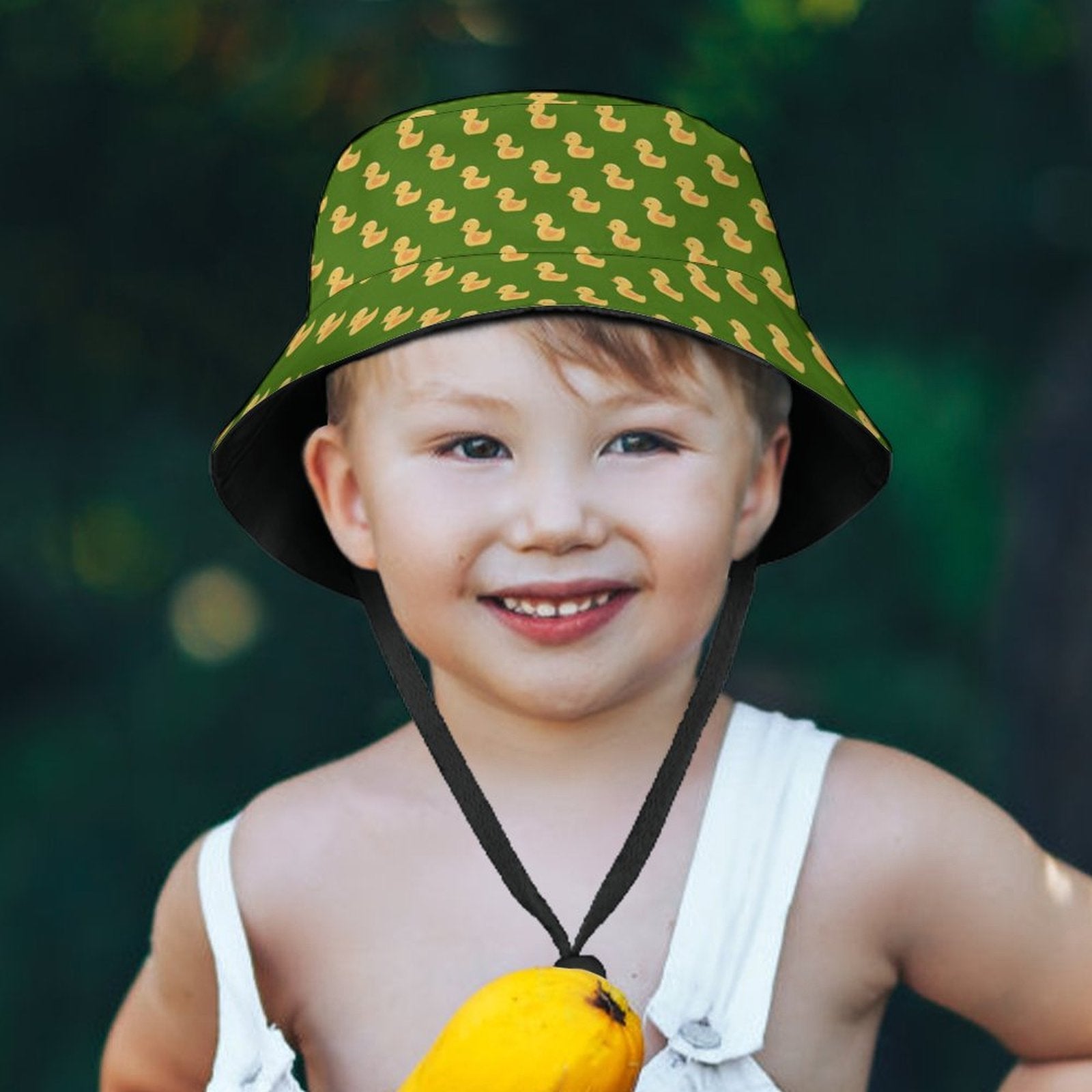 Rubber Ducks On Green Kids Bucket Hat Kids Bucket Hat animal Printed Offshore
