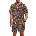 Colourful Cats Men's Hawaiian Shirt & Shorts Set Men's Hawaiian Shirt & Shorts Set animal Printed Offshore