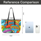 Comic Book 2 - Leather Tote Bag-Large