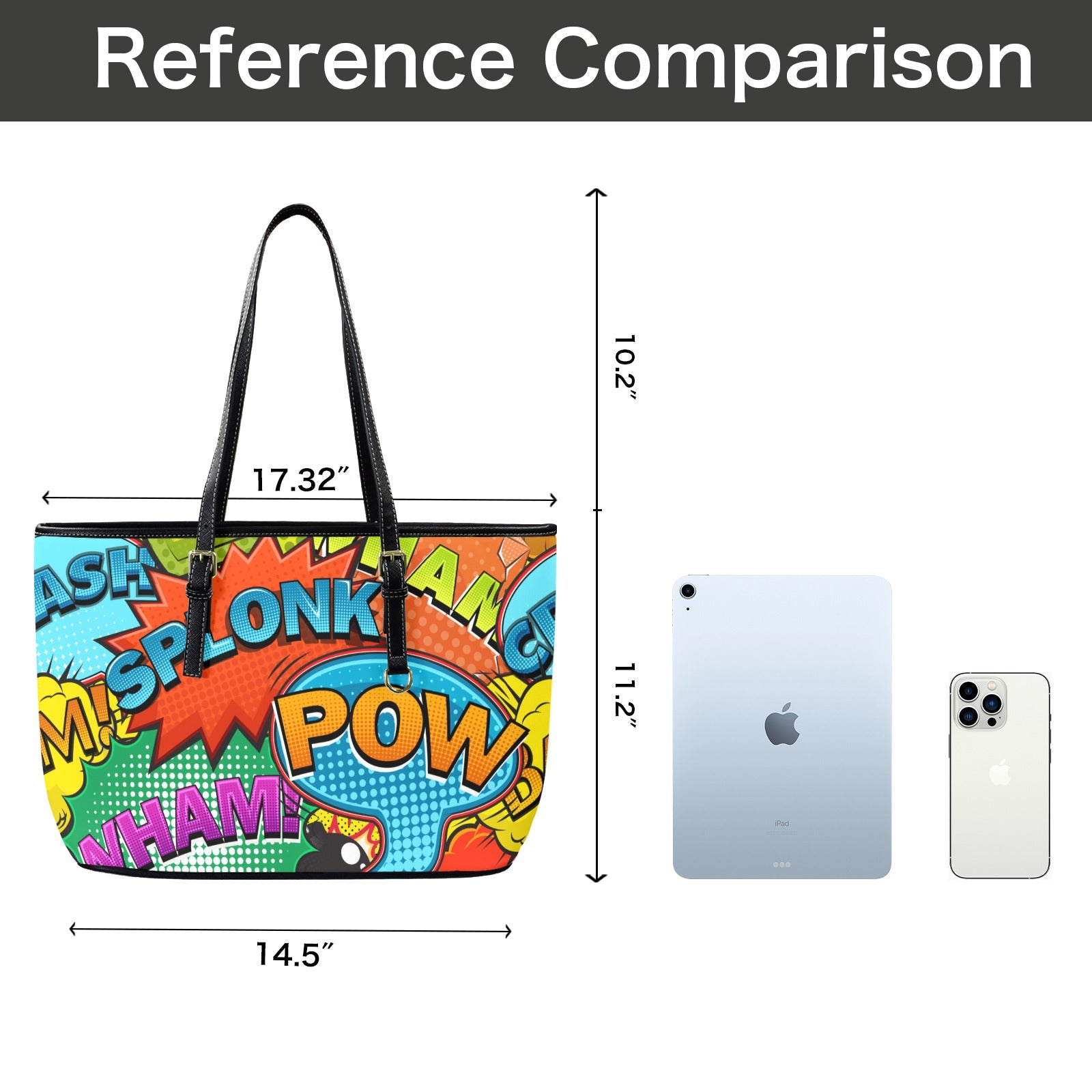 Comic Book 2 - Leather Tote Bag-Large