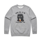 Frazzled Cat, Hang On Let Me Overthink This AS Colour Stencil Crew Sweatshirt Unisex Grey Marle Sweatshirt animal Printed In Australia