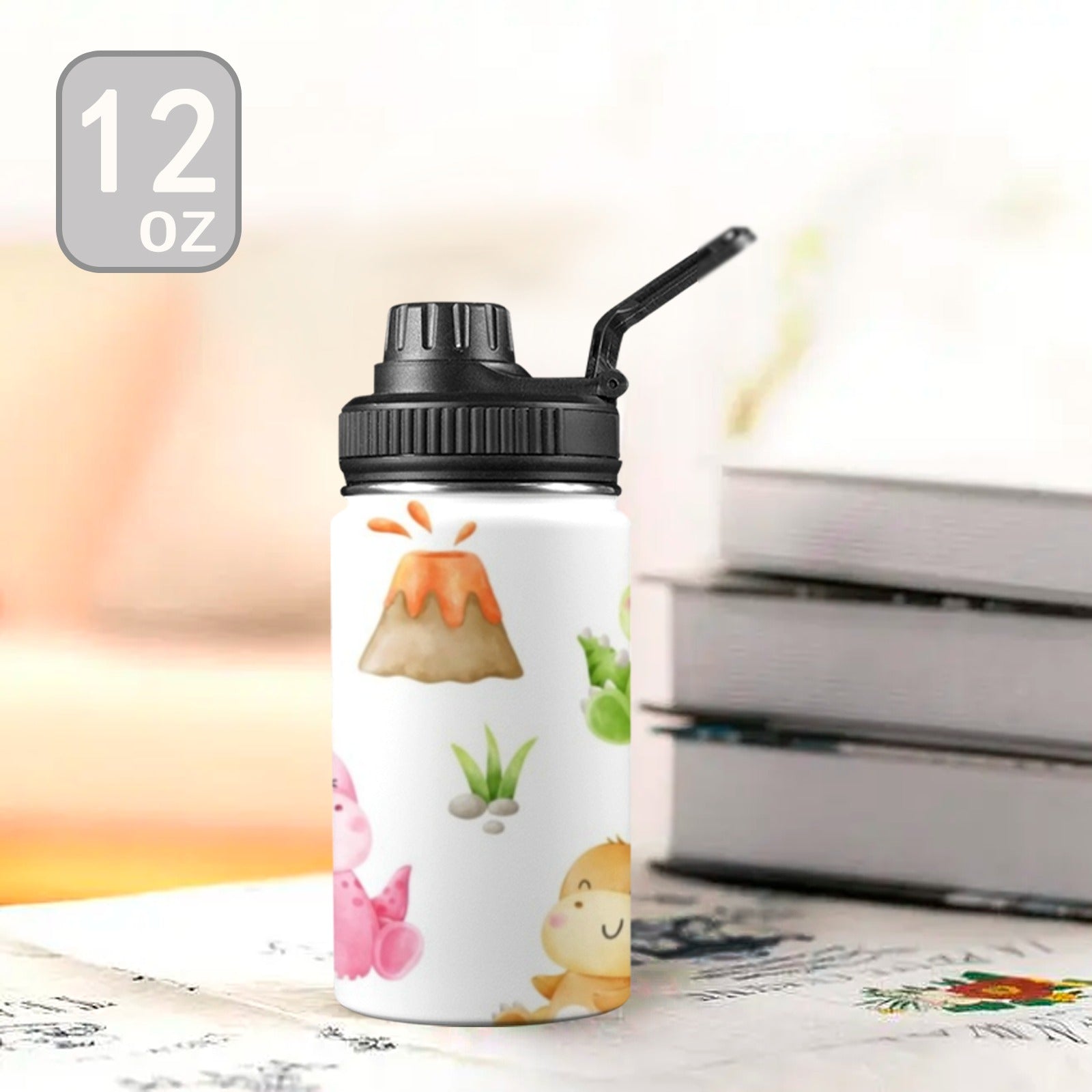 Hatching Dinosaurs - Kids Water Bottle with Chug Lid (12 oz) Kids Water Bottle with Chug Lid animal Printed Offshore