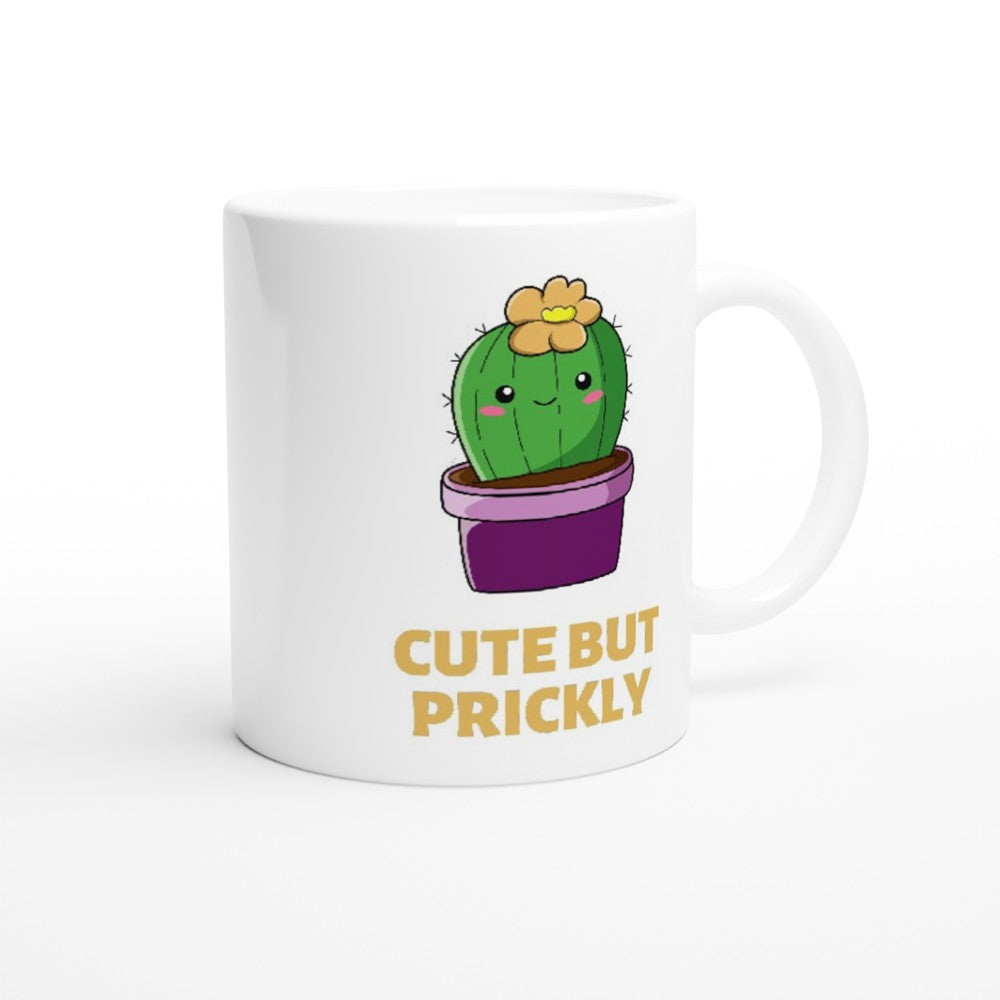 Cactus, Cute But Prickly - White 11oz Ceramic Mug White 11oz Mug Globally Fulfilled Plants