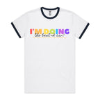 I'm Doing The Best I Can - Staple Ringer Tee White Navy Ringer T-Shirt Positivity Printed In Australia