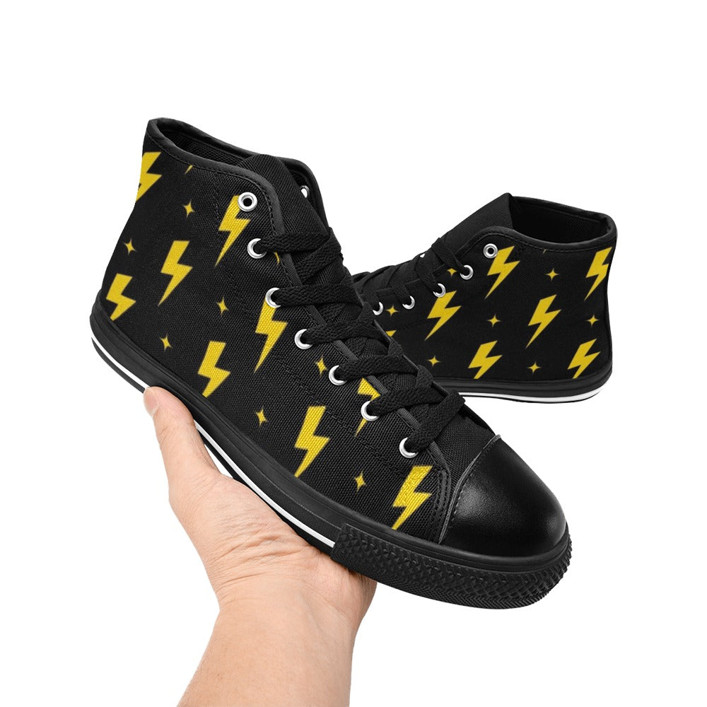 Yellow Lightning - Women's High Top Canvas Shoes