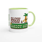 Personalise - Slow Down And Enjoy Life - White 11oz Ceramic Mug Personalised Mug customise Globally Fulfilled personalise Retro
