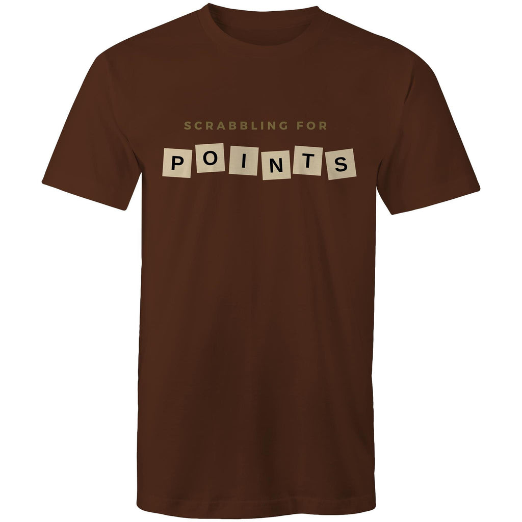 Scrabbling For Points - Mens T-Shirt Dark Chocolate Mens T-shirt Games Printed In Australia