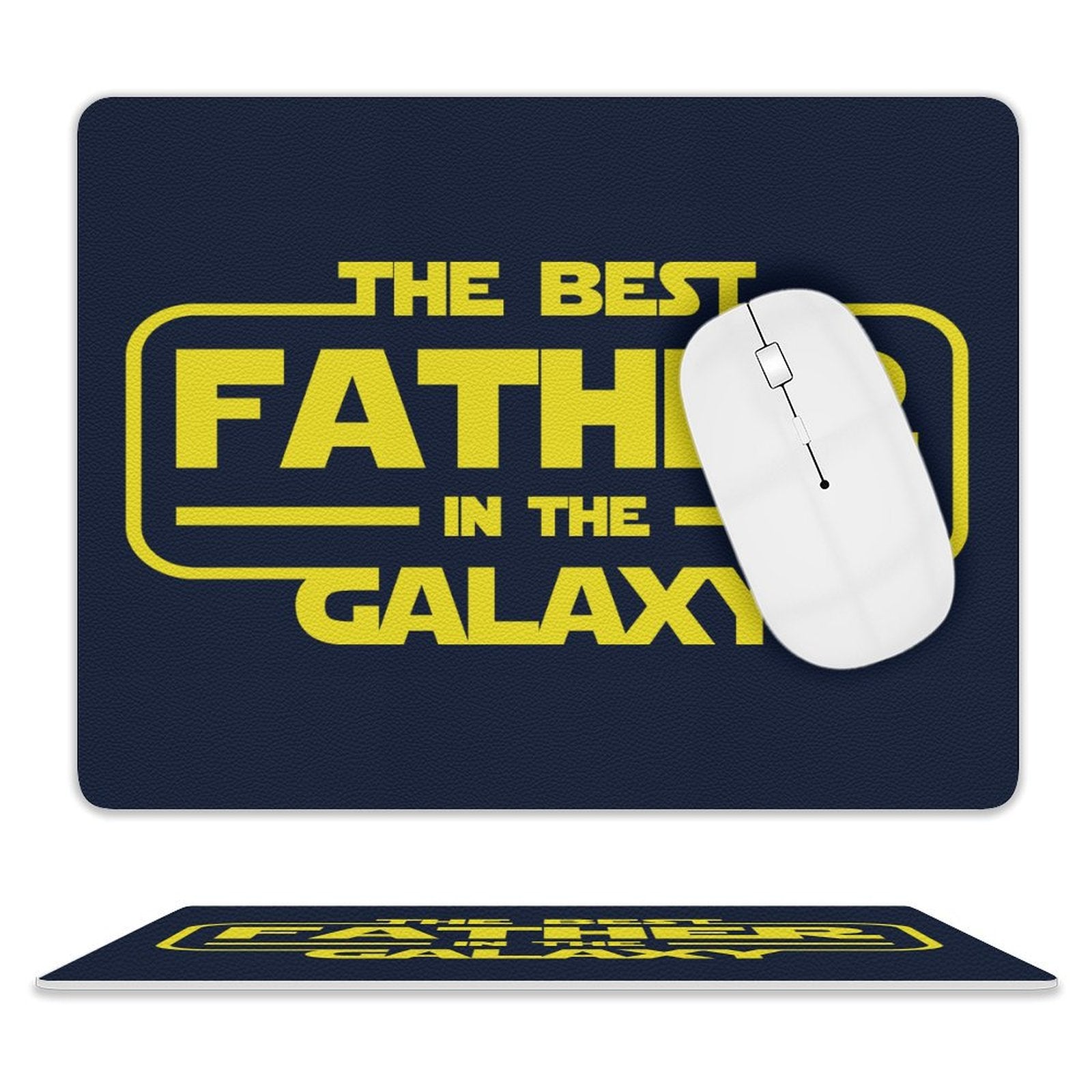 Best Father In The Galaxy - Leather Mouse Pad white One size Leather Mouse Pad Dad Printed Offshore Space
