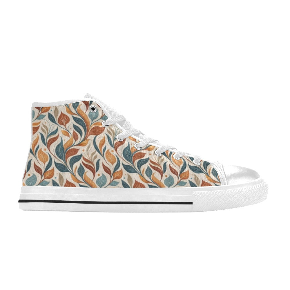 Whimsical Leaf Swirl Men's High Top Canvas Shoes Men's Classic High Top Canvas Shoes Printed Offshore
