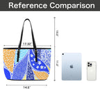 Blue Swirl - Leather Tote Bag-Large