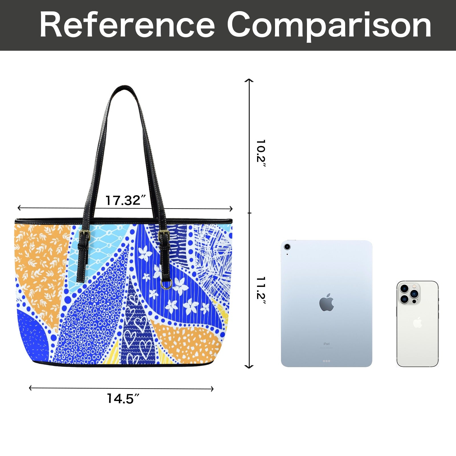 Blue Swirl - Leather Tote Bag-Large