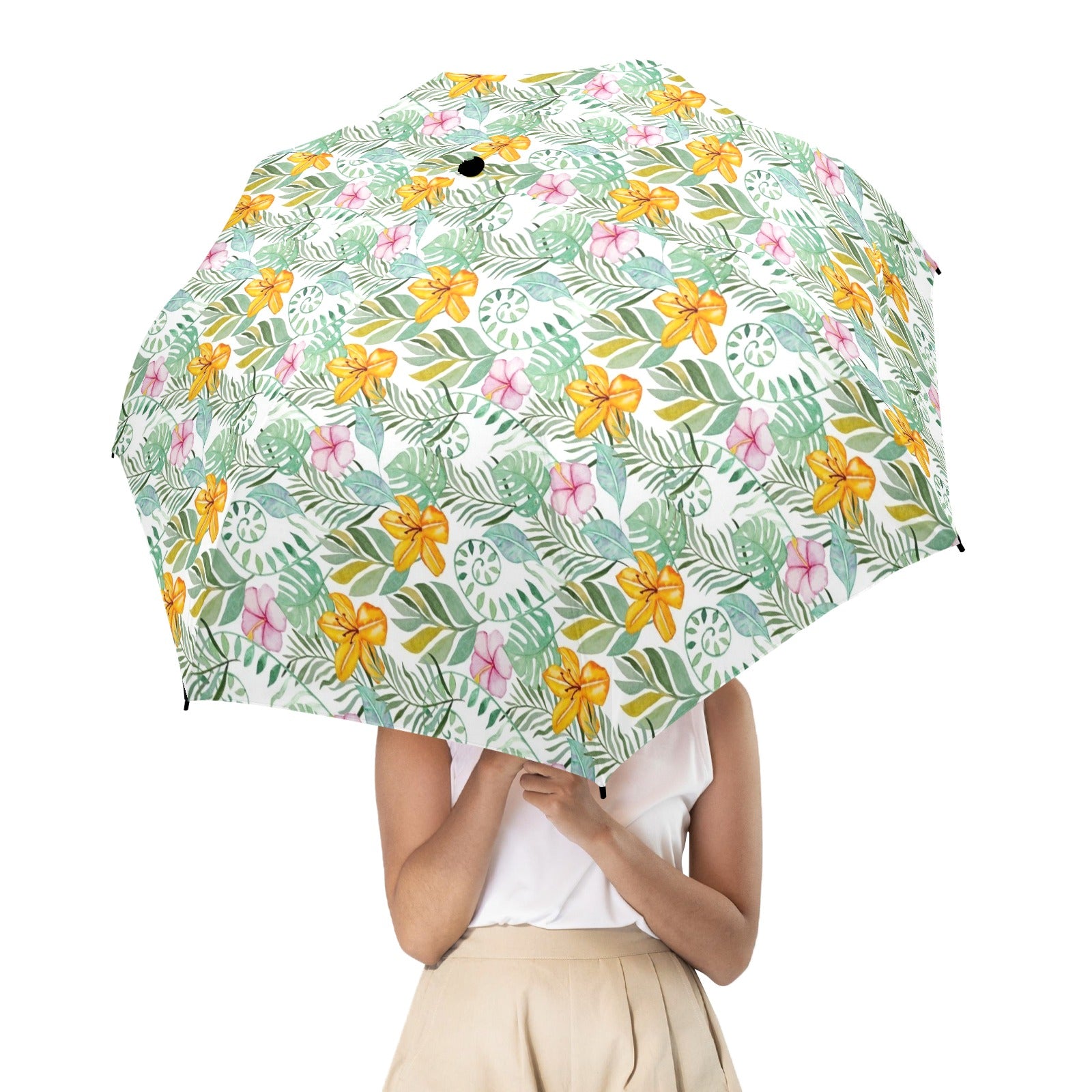 Tropical Flowers And Leaves Umbrella Umbrella Plants Printed Offshore