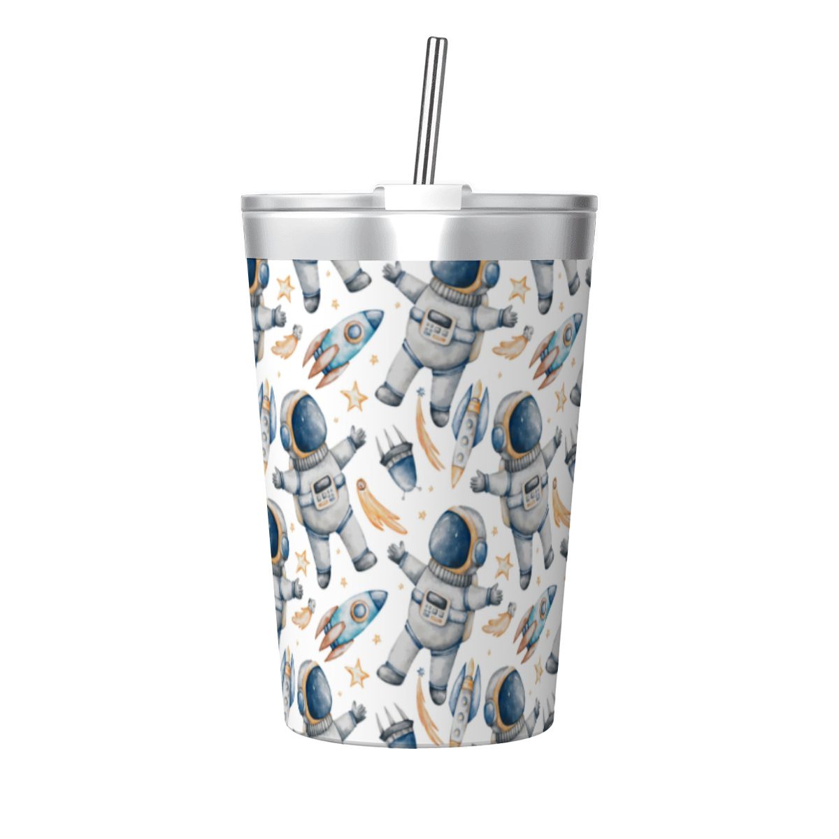 Astronauts And Rocket Ships Small Stainless Steel Travel Mug Cup 12oz/350ml