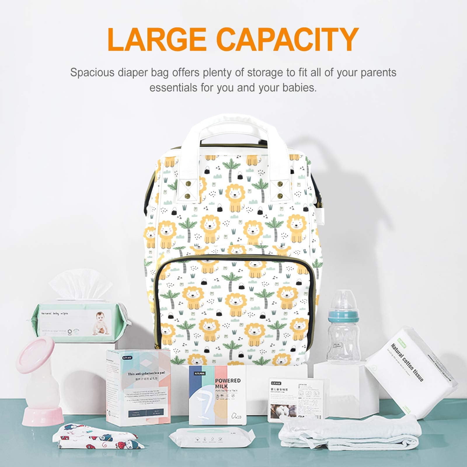 Lions Multi-Function Backpack, Nappy / Diaper Bag Multi-function Backpack, Nappy / Diaper Bag animal Printed Offshore